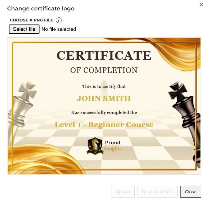 Learning Management - Certificate Logo Upload